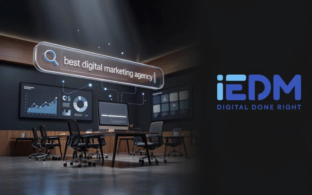 Close up of a Google search bar looking for the best digital marketing agency